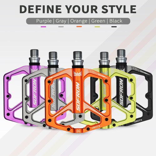 SOFRON MTB Bike Pedals, Lightweight Bicycle Pedals for BMX/MTB -Universal Lightweight Aluminum Alloy Platform Pedal, Purple