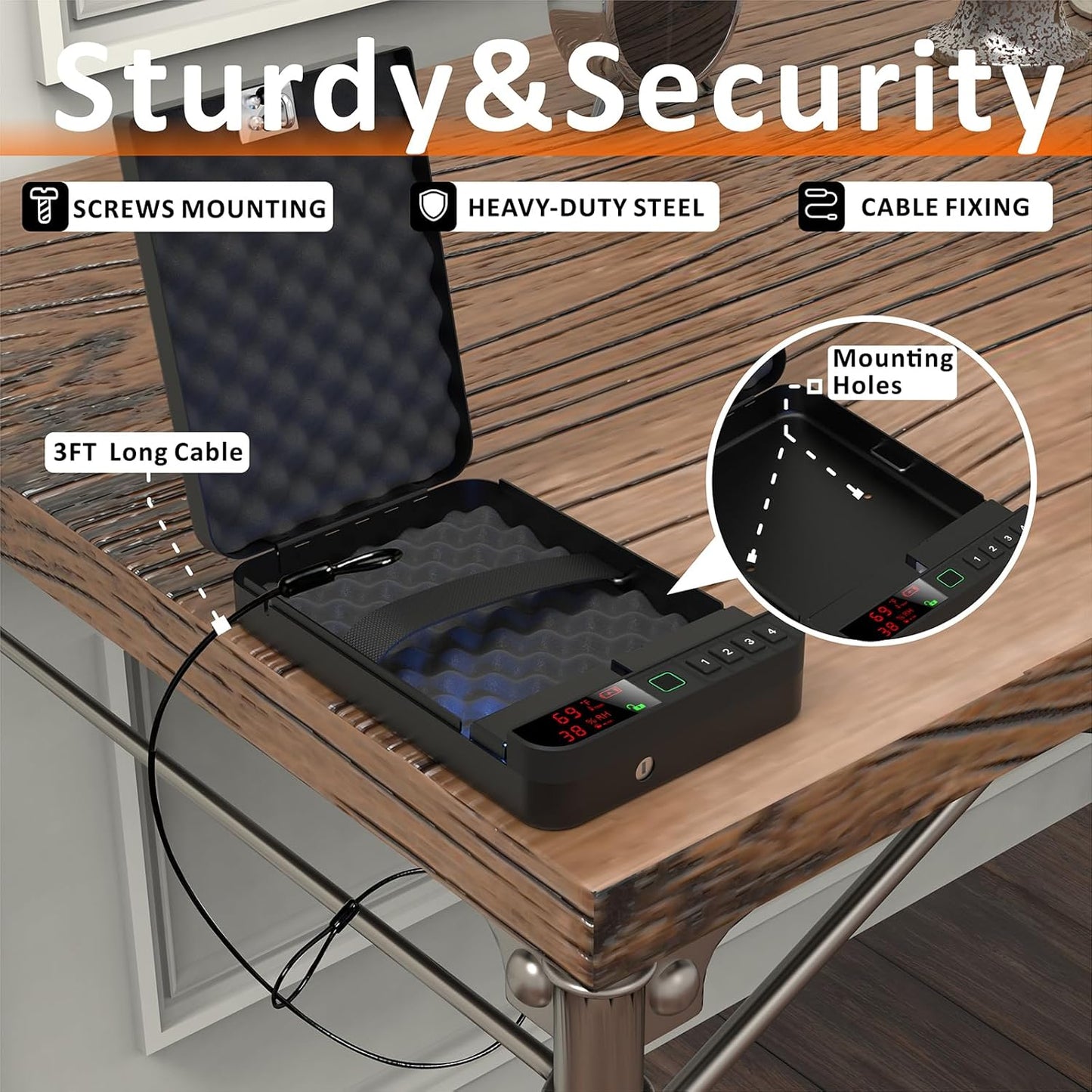 Z ZLJUAN Portable Gun Pistol Safe - Biometric Fingerprint & Keypad Lock | LCD Display, Black