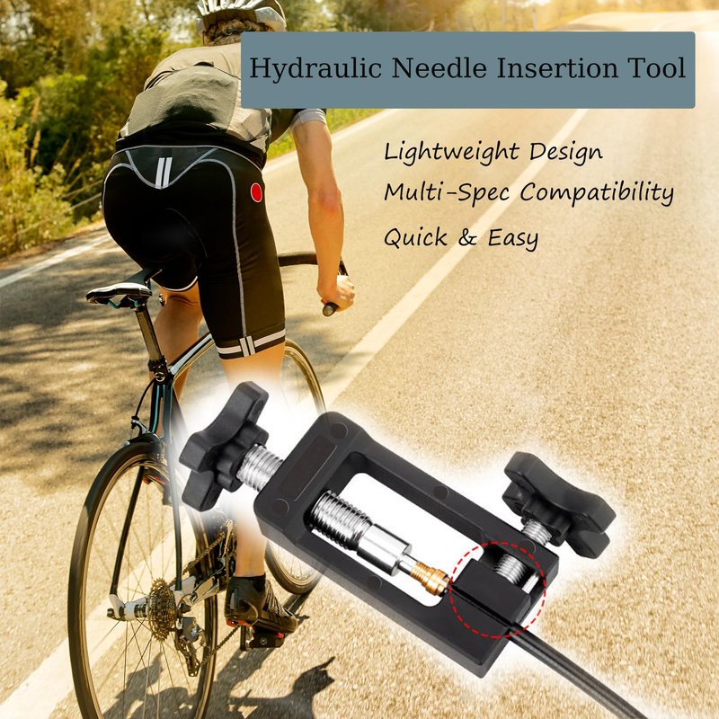 Tailcle 2 in 1 Bicycle Hydraulic Hose Cutter and Needle Driver Tool for MTB Road Bicycle - Olive Banjo Fitting Install, Compatible with Most Needle Drivers (Black)