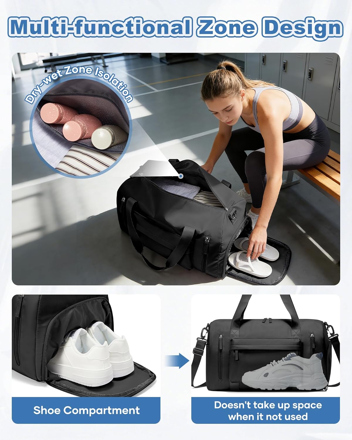 Skiennix Women's Gym Bag - Stylish Travel Duffel Tote for Weekend Getaways | Versatile & Spacious