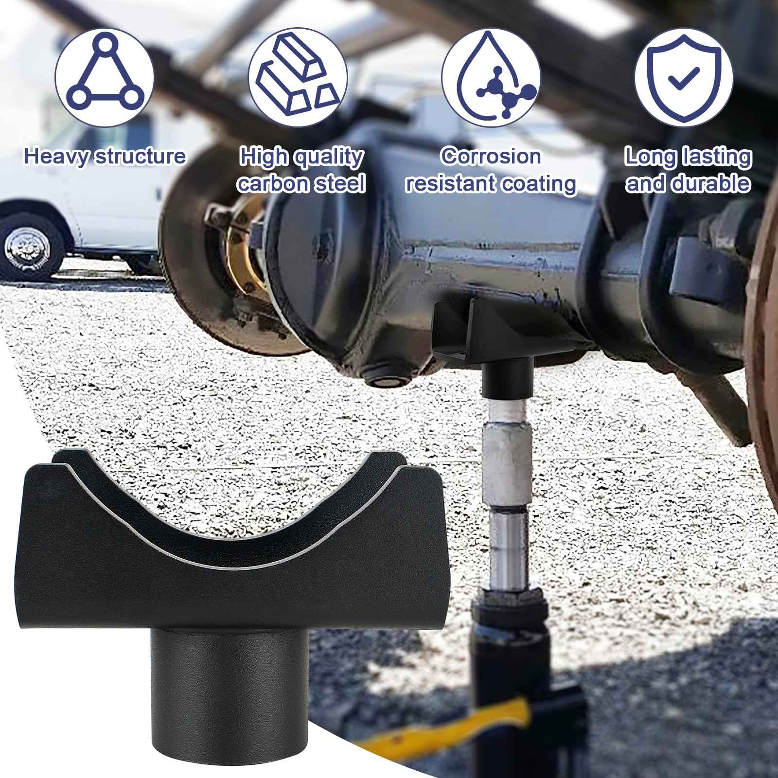 Bottle Jack Adapter, Axle Saddle for 2", 3", 4" Round & 2" Square Tube, Bottle Jack Extension for RV Trailer, Within 1.5" Lifting Platform, Garage, Farm & Ranch