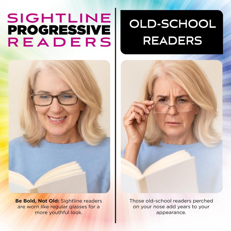 Sightline H101 Progressive Reading Glasses – Comfortable No-Line Multifocal Readers for Men & Women, Acetate Frame – Tortoise, 2.00 Magnification