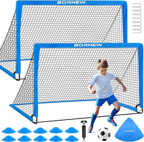 Kids Soccer Goal Set by [Brand Name] - Portable 6x4 & 4x3 ft Training Nets for Ages 3-16 | Perfect for Backyard Games