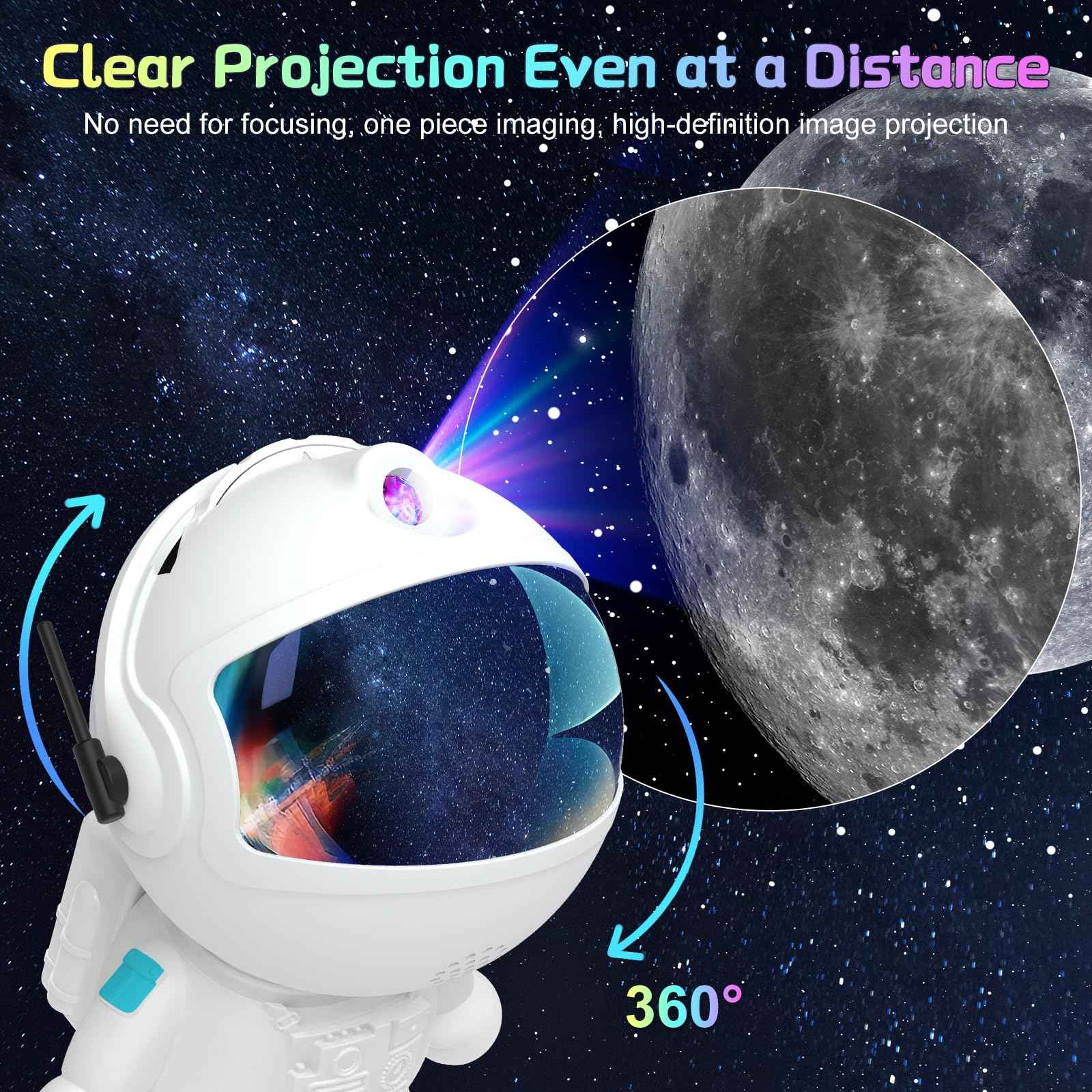 SHJQJJLBCQ Space Galaxy Night Light Projector, Ultra-HD Astronaut Design, 12 Film Discs, LED Display with Adjustable Brightness