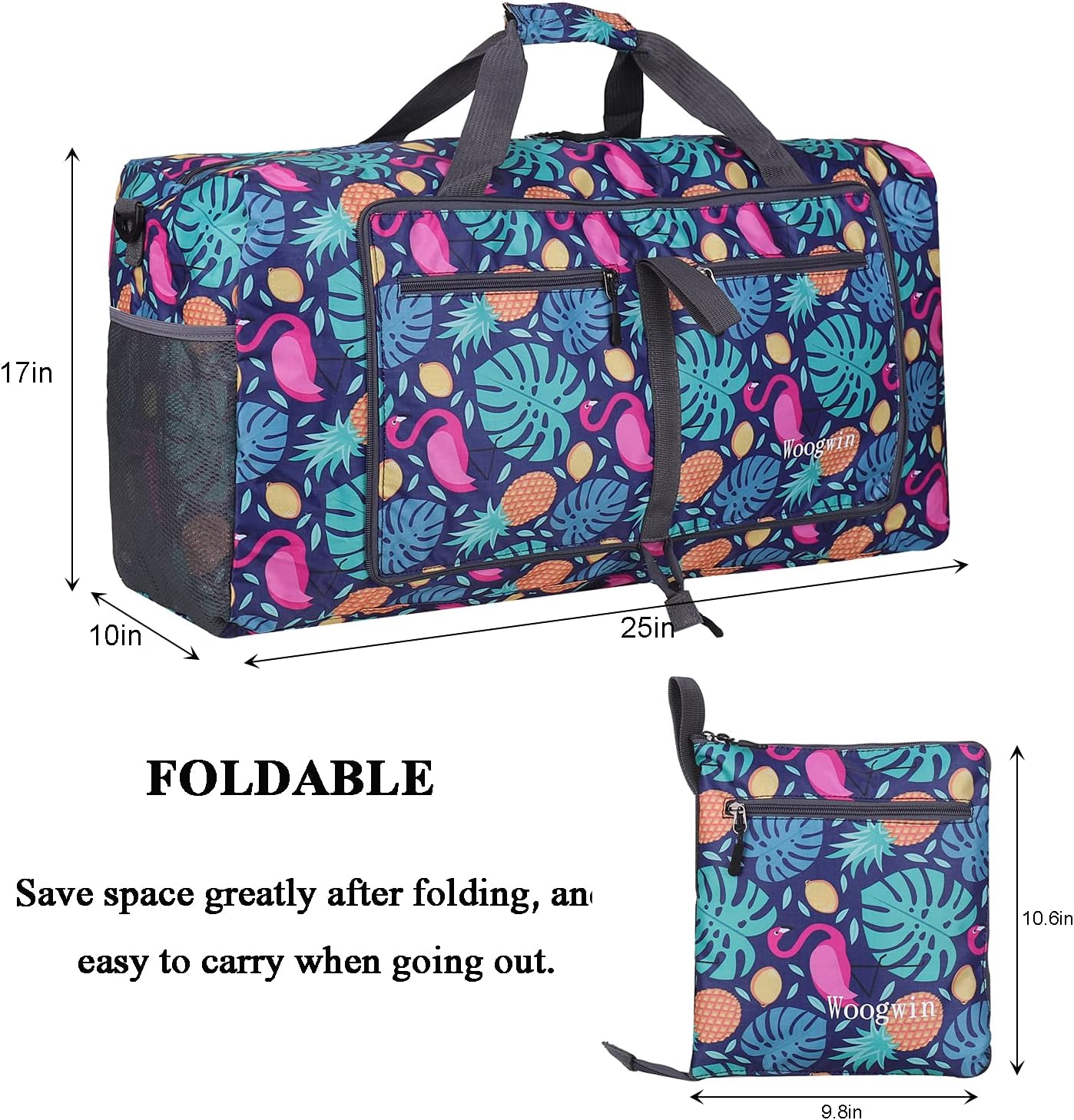 Woogwin Travel Duffel Bag - Large Waterproof Foldable Overnight Bag for Beach & Gym Activities