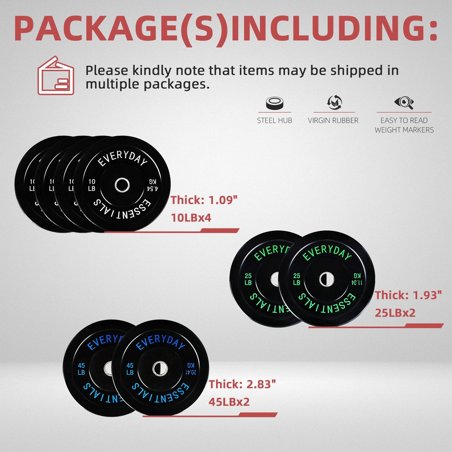 Fitvids 2-Inch Olympic Bumper Weight Plates Including 180 LB Weight Plates & 7FT Olympic Barbell Bar, Black