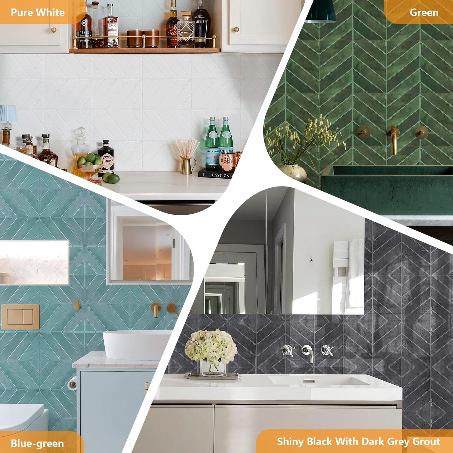 STICKGOO Sample Kit Thicker Herringbone Peel and Stick Backsplash, 6.3”×4.9” Stick on Wall Tiles, Self Adhesive Tile Sticker for Kitchen Backsplash and Bathroom