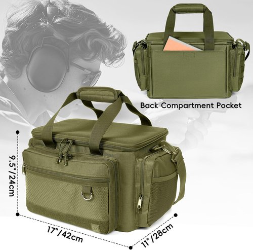 DULCE DOM Tactical Gun Range Bag - Handgun & Ammo Case with Lockable Compartment | Extra Magazine Storage