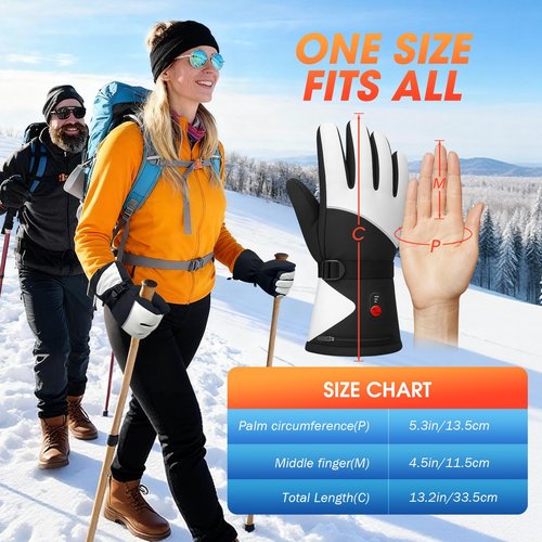 Heated Gloves for Men Women, Upgraded 8000mAH Rechargeable Heated Winter Gloves with Touchscreen, Non-Slip Waterproof Electric Heating Ski Gloves for Winter Outdoor Skiing Snowboarding Sports Work