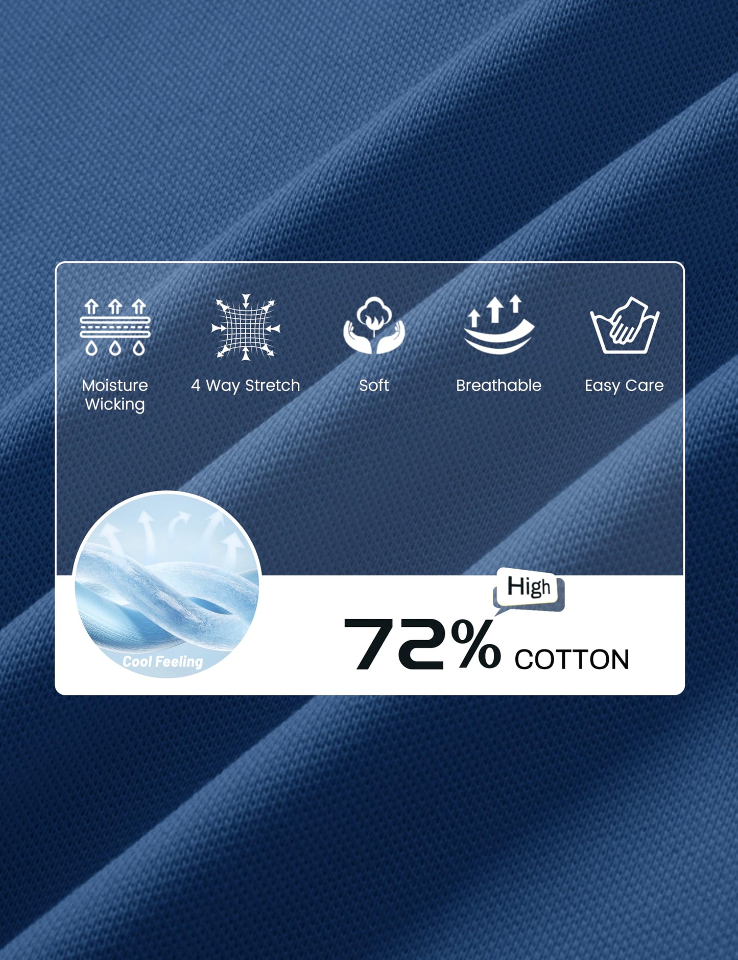 Cotrasen Polo Shirts for Men Cotton Pique Short Sleeve T-Shirts 3 Buttons Classic Fit Casual Athletic Performance Golf Tee Shirts Blue Gray L