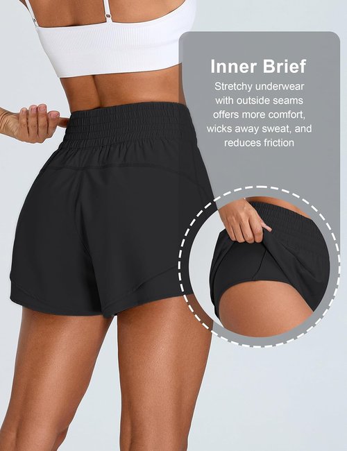 BMJL Women's Athletic Shorts - High Waisted 2.5" Running Shorts with Zipper Pocket | Sporty Yoga Gym Wear