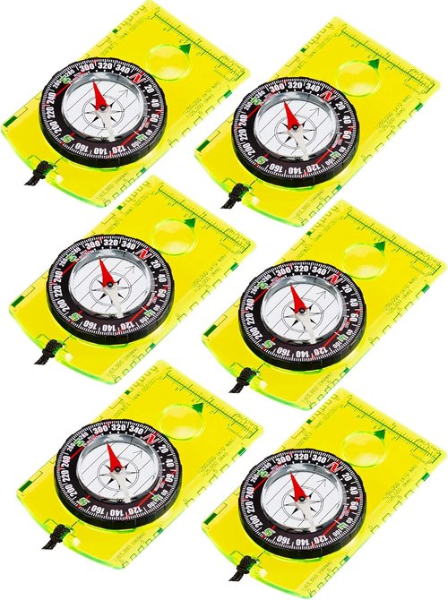 Gejoy Orienteering Compass Set - 6 Pieces with Declination, Magnifier & Ruler for Hiking & Navigation