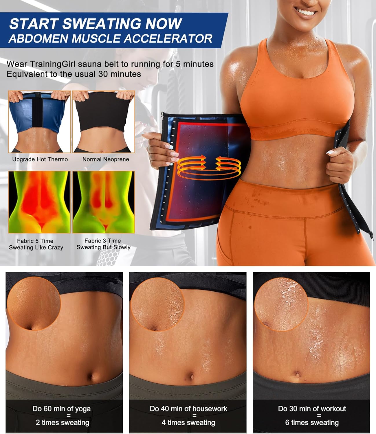 TrainingGirl Waist Trainer - Lower Belly Trimmer Corset for Women | Sweat Belt & Tummy Wrap