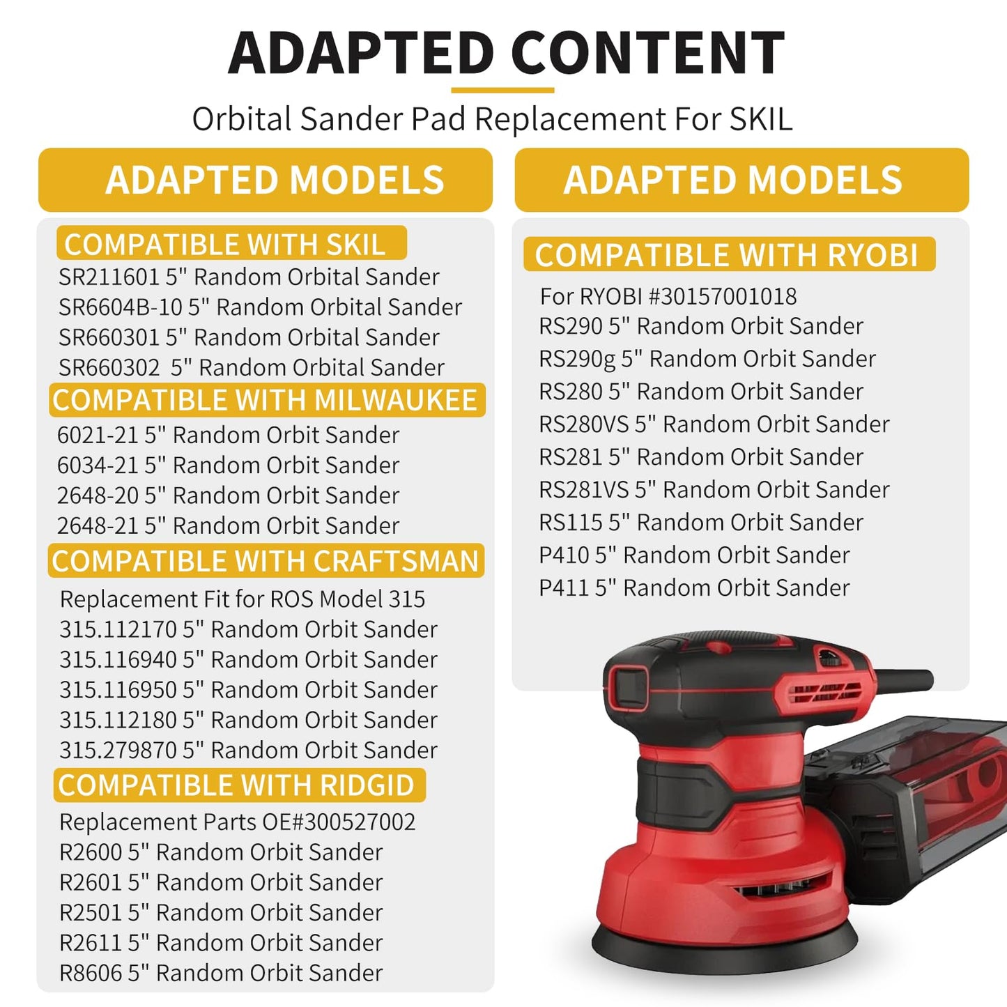 Gnellkoor 2 Pack 5 in 8 Hole Hook & Loop Orbital Sander Metal Pad Compatible with SKIL SR211601 SR6604B-10 SR660302 SR660302 Random Orbital Sander Replacement Part