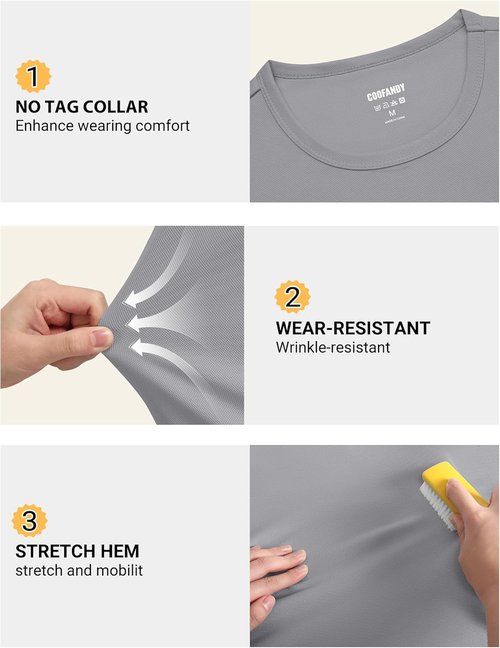 COOFANDY Men's Athletic T-Shirts - 3 Pack Quick Dry Moisture-Wicking Workout Shirts for Gym & Casual Wear