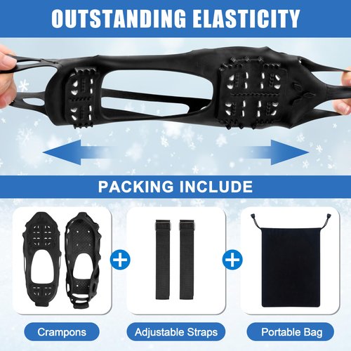 Crampons, Ice Cleats for Shoes and Boots Anti-Slip Snow Traction Cleats Walking on Snow and Ice Slip-on Stretch Footwear for Winter Walking Hiking Fishing XL