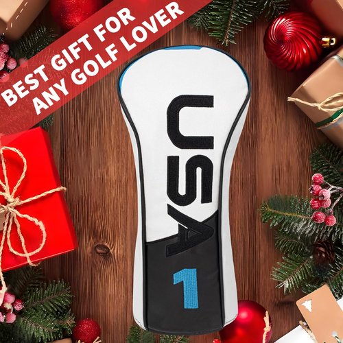 Golf Head Cover Golf Club Black and Blue PU Headcovers Set Fits Driver Fairway Wood Hybrid Utility Putter Iron Wedge Headcover.