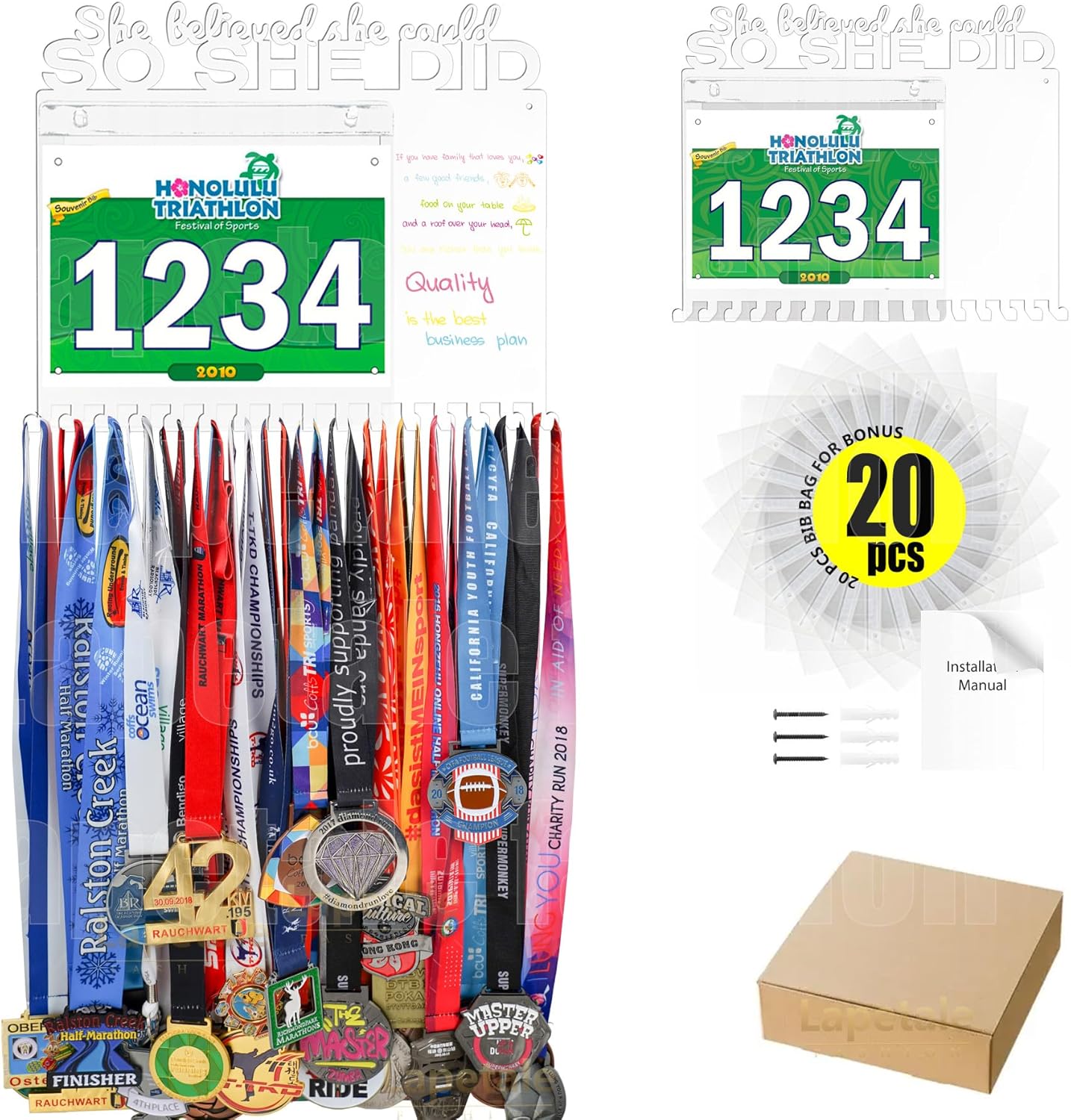 She Believed She Could - SO SHE DID Race Medal Holder | Stylish Marathon Medal Display for Runners