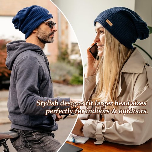 Oversize L/XL/XXL Merino Wool Satin Lined Slouchy Beanie Big Large Head Knit Hat (US, Alpha, X-Large, XX-Large, OliveDrab(Satin))