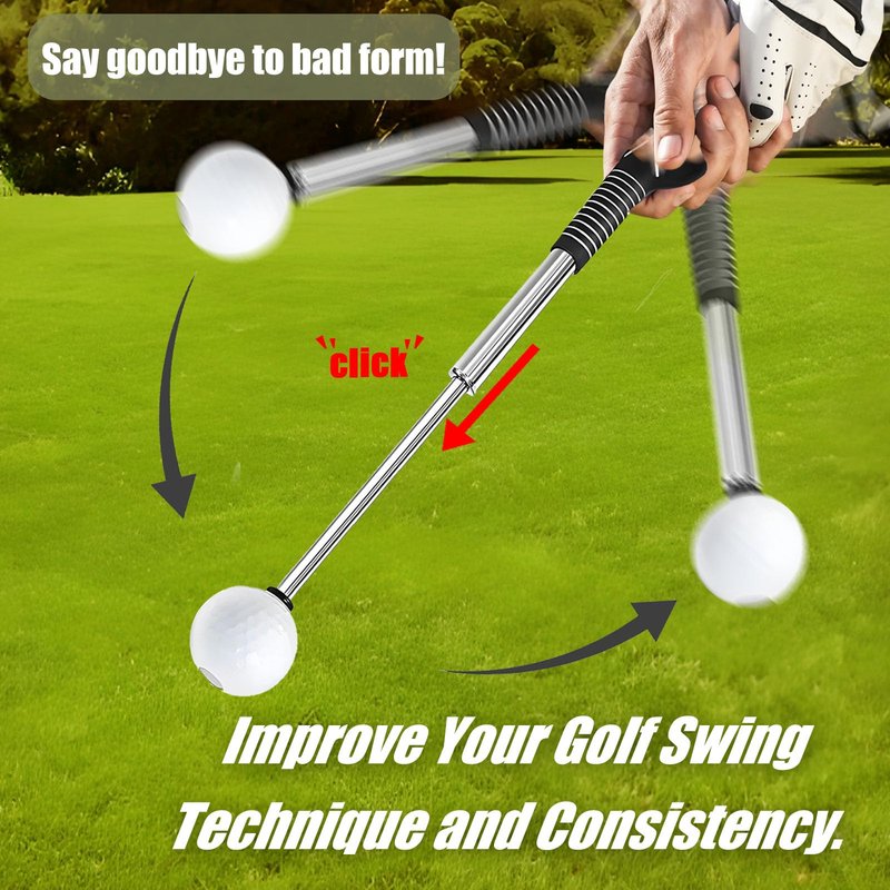 Ruoyang Retractable Golf Swing Trainer & Golf Grip Trainer for Warm-up, Right-Handed Golf Training Aid with Strength & Tempo Practice, Indoor Golf Club for Chipping and Hitting