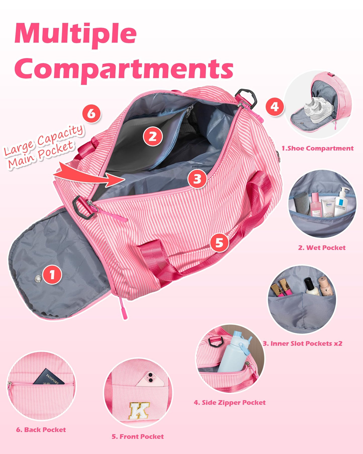 Vogewood Gift for 5 6 7 8 9 Year Old Girl, Girls Travel Duffle Bag Kids