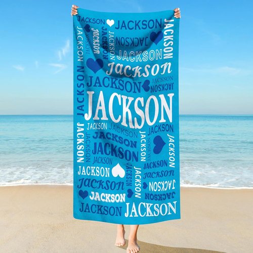Jecivila Personalized Beach Towels for Kids - Quick Dry Microfiber, Custom Name, Large Size for Pool & Travel