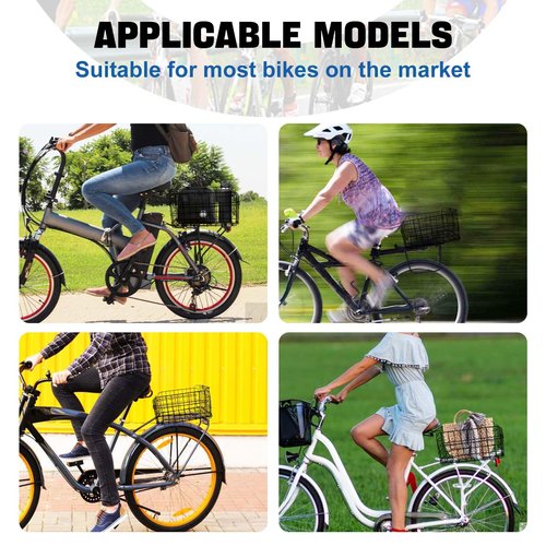 Aikolesa Bike Basket Rear for Adult Bikes, Large Rear Bike Basket Capacity with Reflective Light, Foldable Metal Wire Cover Bicycle Baskets Back Rack for Bike Rear Cargo Rack Ebike Cruiser