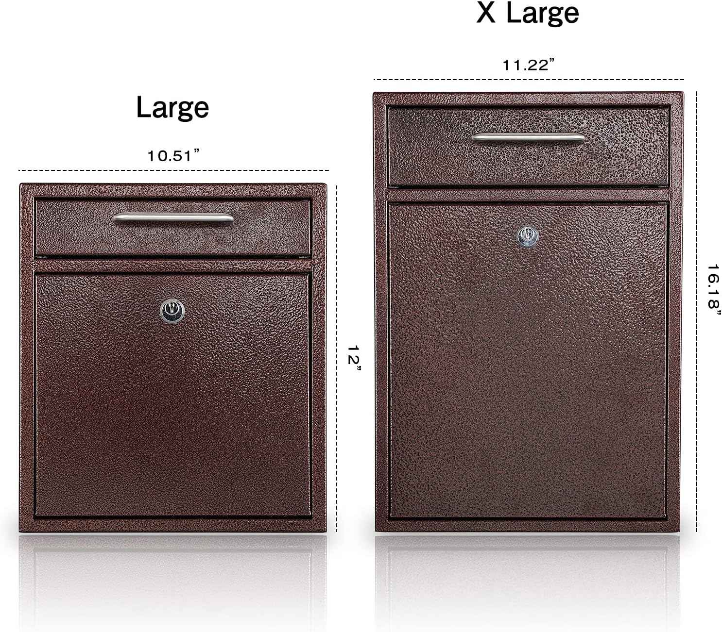 Secure Wall-Mount Mailbox with Lock | KYODOLED Large Steel Drop Box, Black, 16.2H x 11.22L x 4.72W