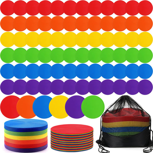 Tinideya TPE Floor Spot Markers Dots for Gym Flat Non Slip Spot Marker Dance Dot for Gym Sports Soccer Basketball Agility Training Field Marking Equipment(10 Inch,6 Colors,60 Pcs)