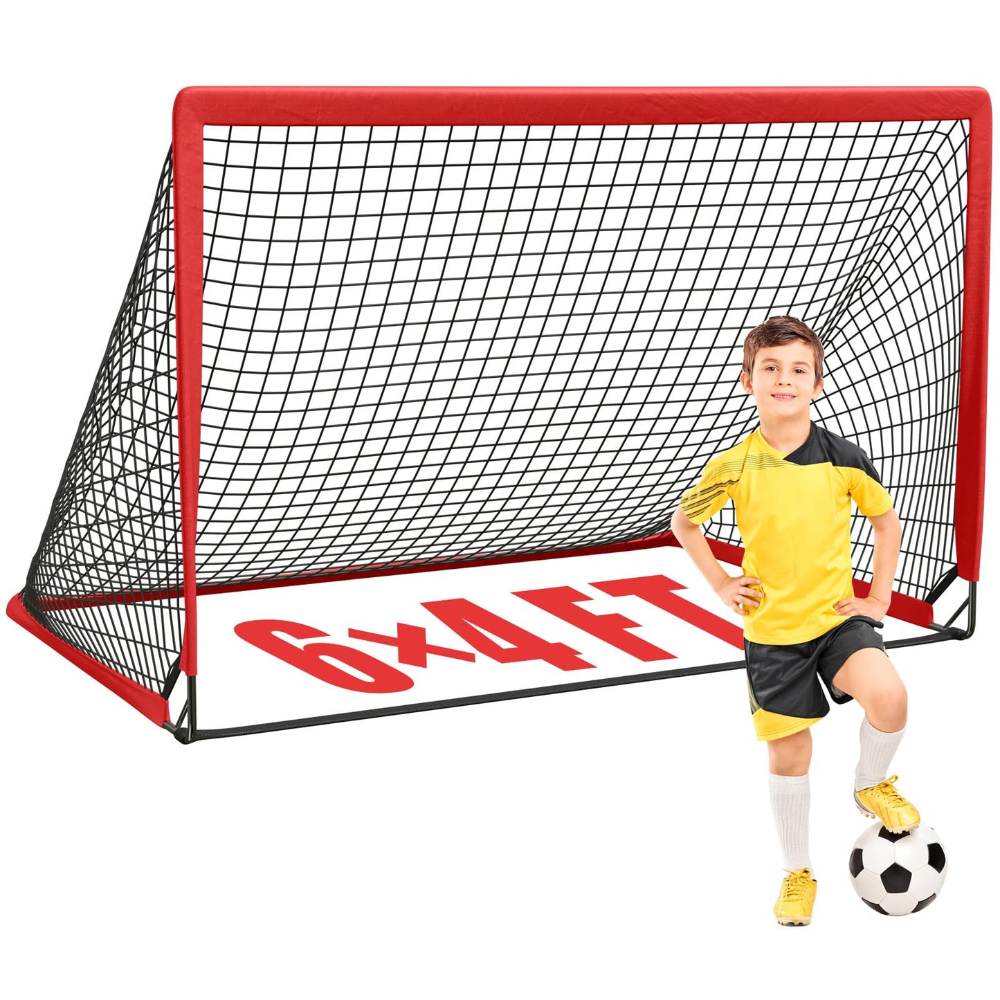 KTRIO 6x4 ft Soccer Goal, Foldable Soccer Net with Carry Bag