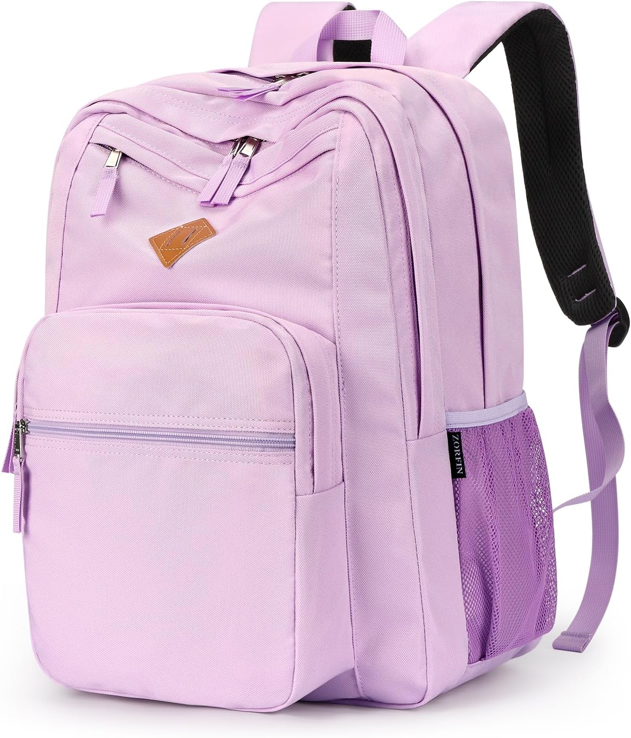 ZORFIN 26L Water-Resistant Backpack for College & Travel | Light Purple Bookbag