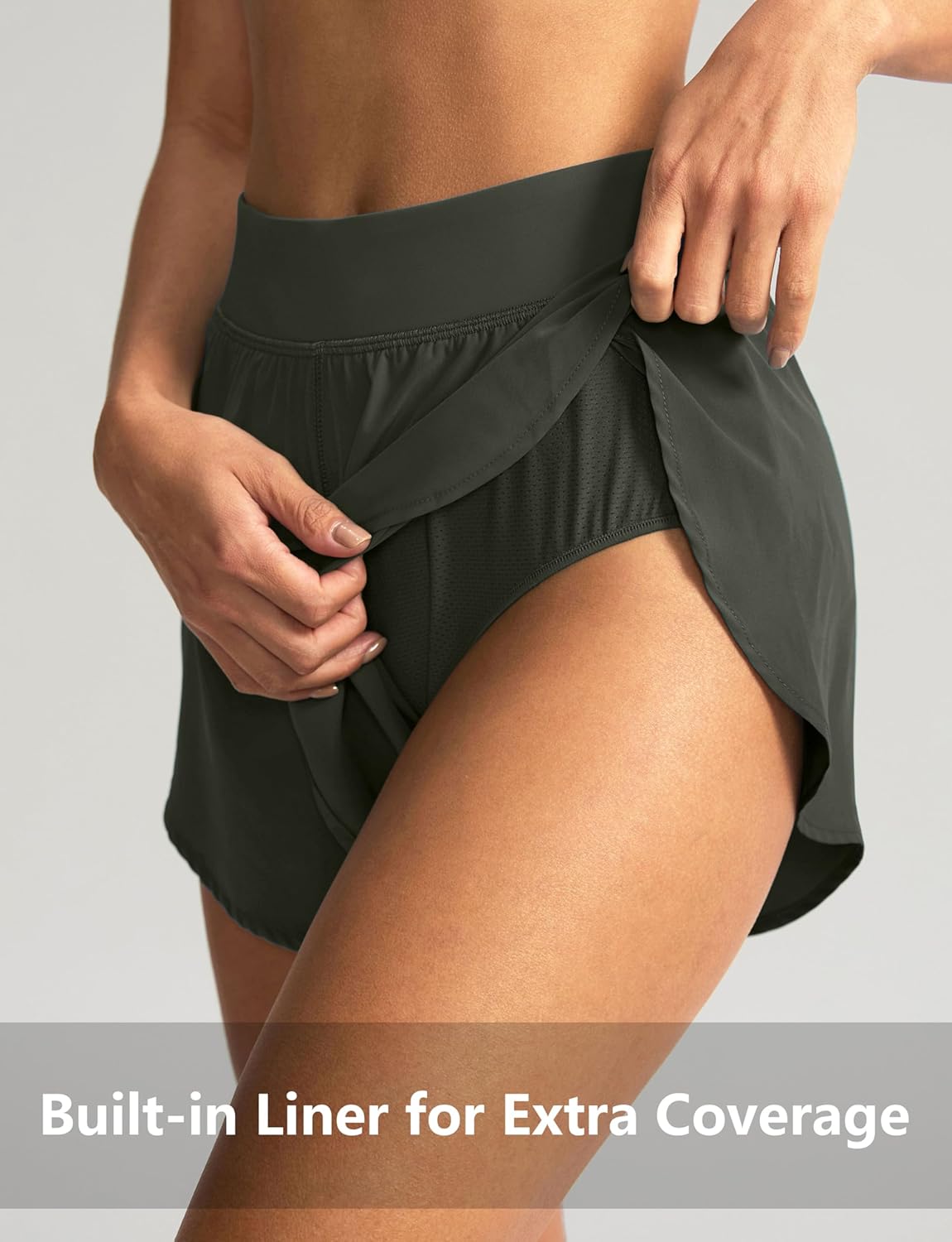 Soothfeel High Waisted Running Shorts for Women - Quick Dry Dolphin Style Gym Shorts with Liner