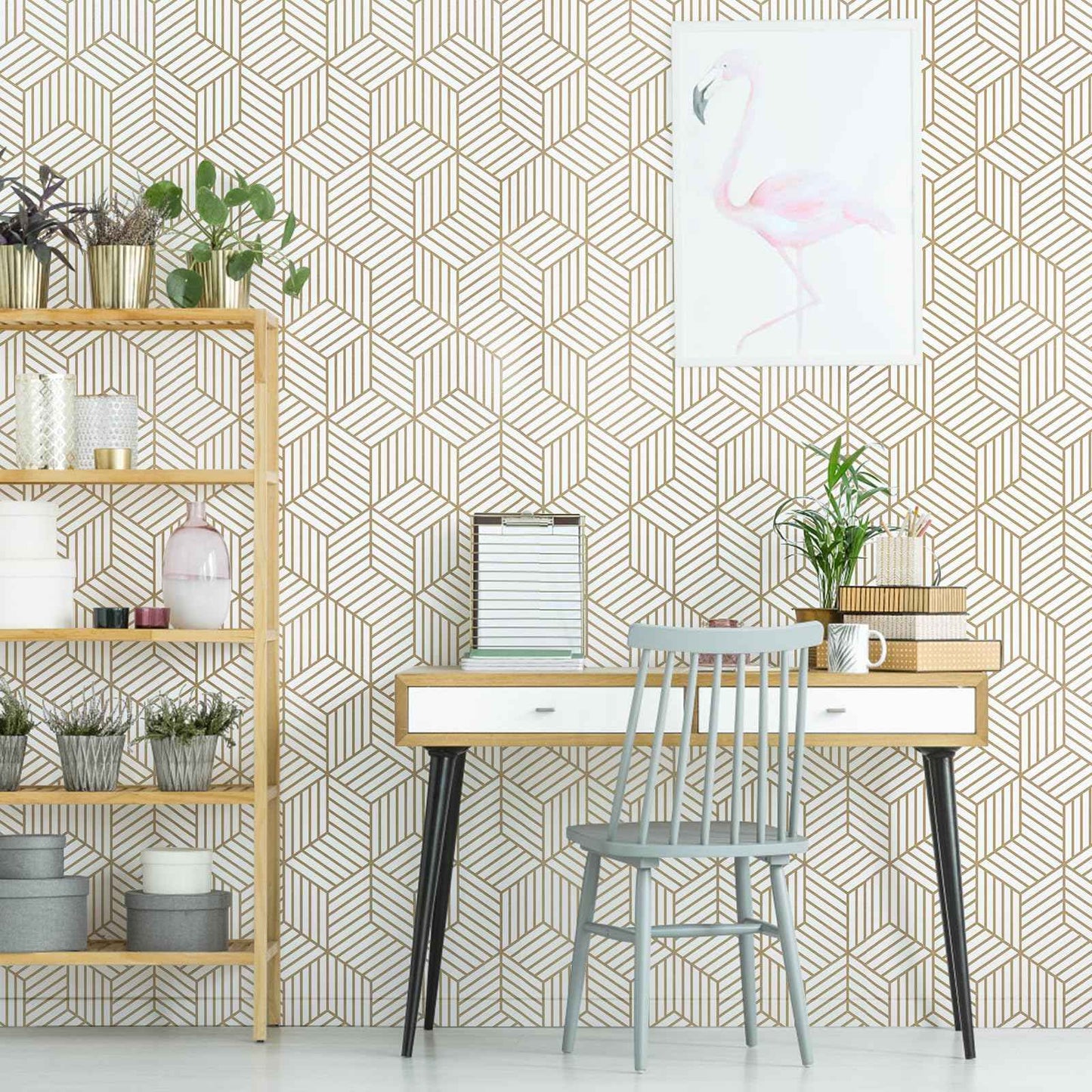 WENMER 17.7" x 118.1" Geometric Hexagon Peel and Stick Wallpaper - Removable, Self-Adhesive Vinyl Film for Home Use