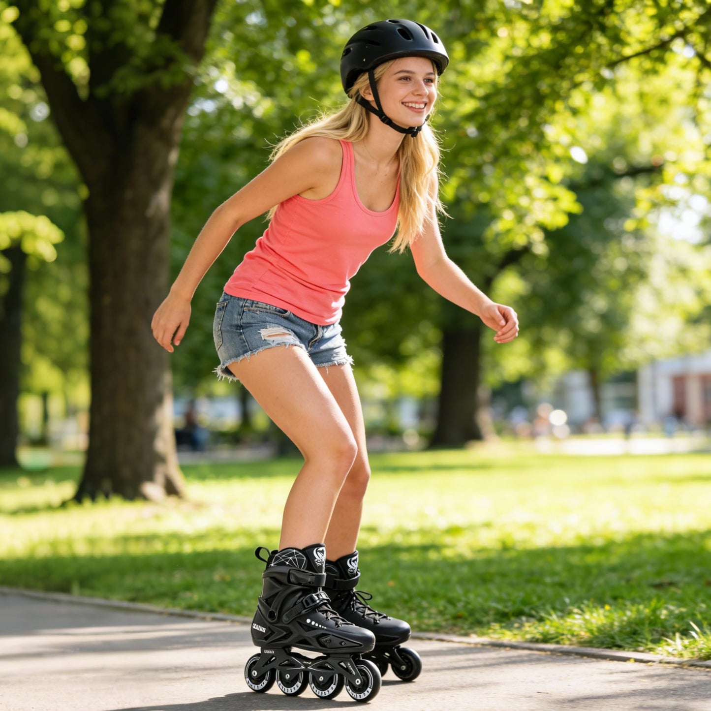 Inline Skates for Men Women,Performance Fitness Roller Skates Blades Adult Male Female, Comfortable Breathable Racing Skates with Washable Lining, Beginner Unisex,Outdoor/Indoor,Black