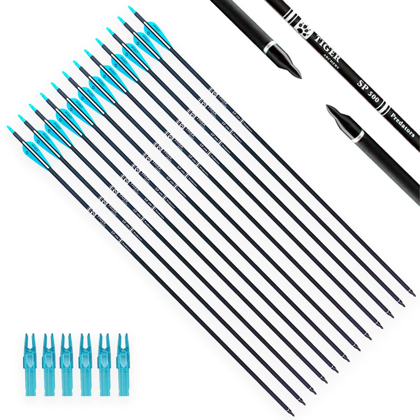 TIGER ARCHERY 30" Carbon Arrows for Compound Recurve Bow Hunting Target