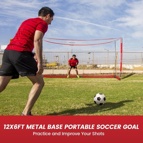 Bearwill Soccer Goal - 12X6FT Portable Soccer Net with Upgraded Collapsible Base | Easy Setup for Indoor/Outdoor Practice