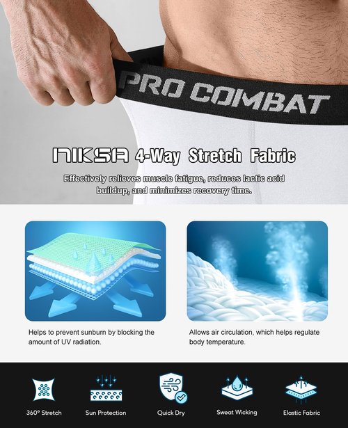 Niksa 2/4 Pack Compression Shorts Men with Pocket, Spandex Running Shorts Sport Athletic Workout Performance Underwear