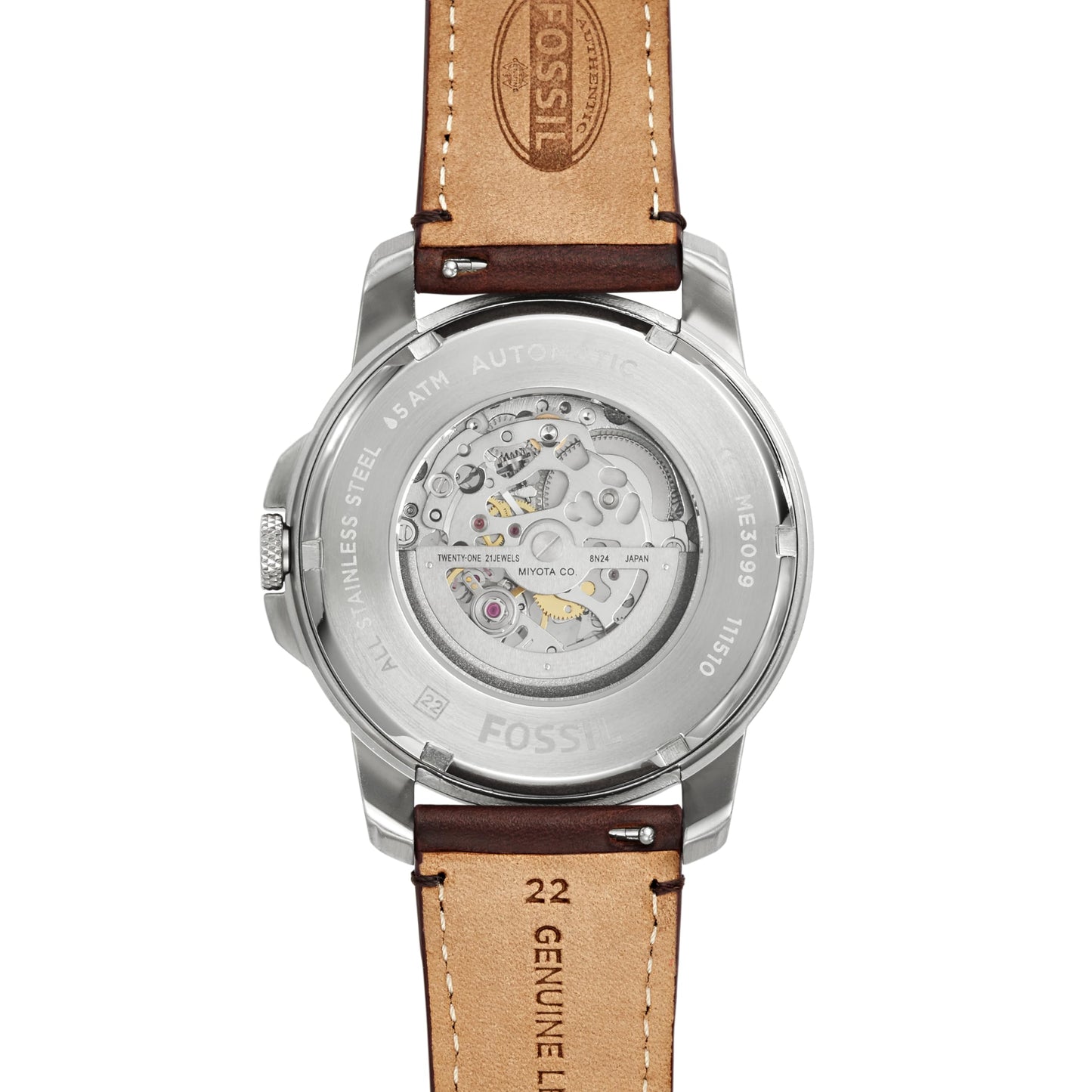 Fossil Men's Watch, Grant Quartz Chronograph Watch, Silver/Brown