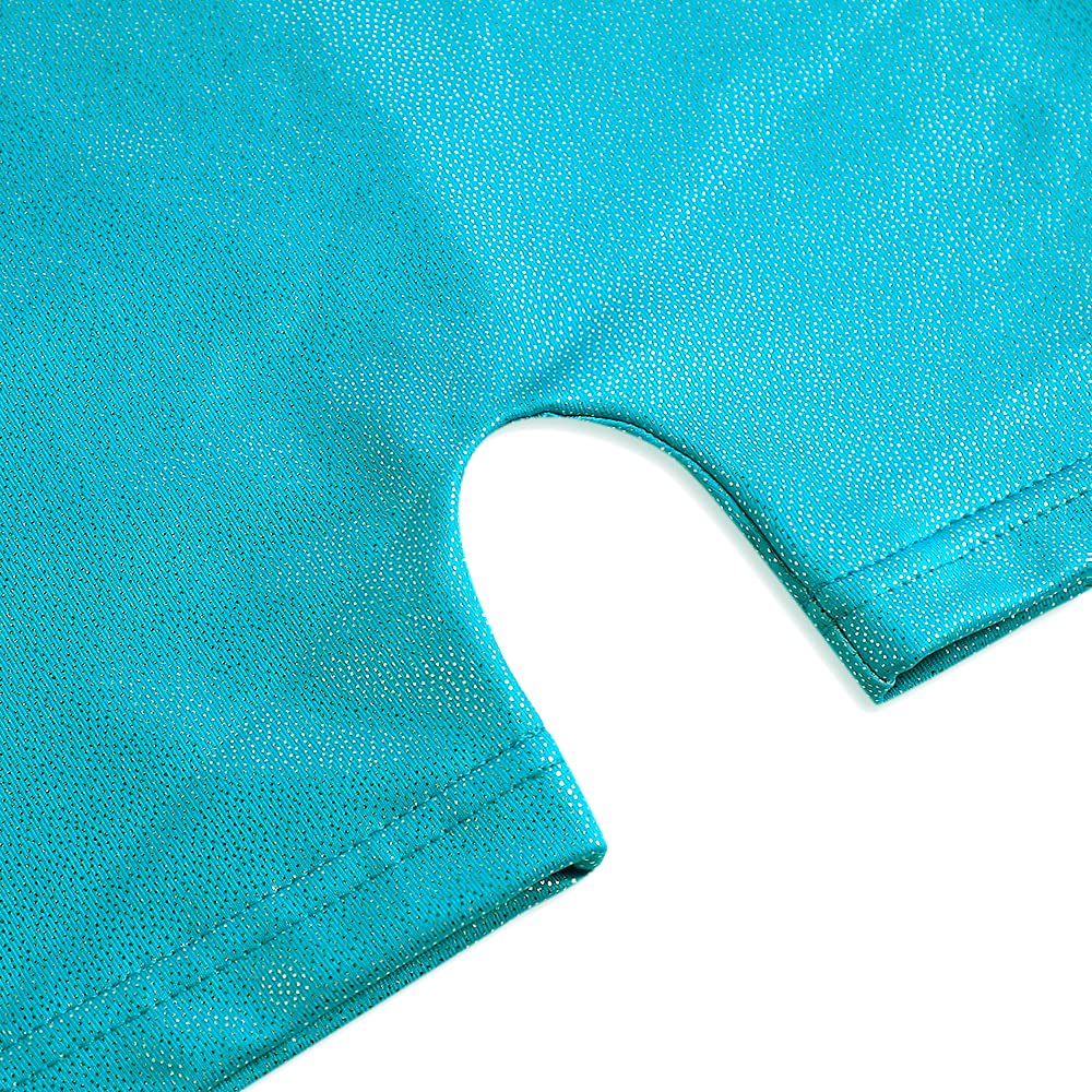 HOZIY Gymnastics Leotards for Girls 7-8 With Shorts Black Aqua Blue Teal Blue Sequins Lace Bodysuits