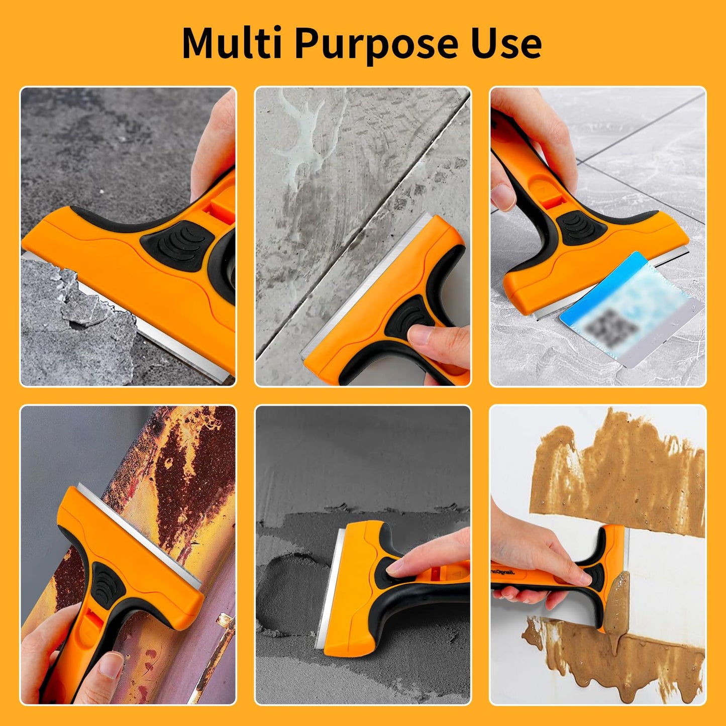 JiangCore Wide Razor Blade Scraper Tool – 4" Scraper Tool with 15 Extra Replacement SK5 Blades,Glass Cleaner for Stove Tops, Windows, Paint Removal and Adhesive Residues