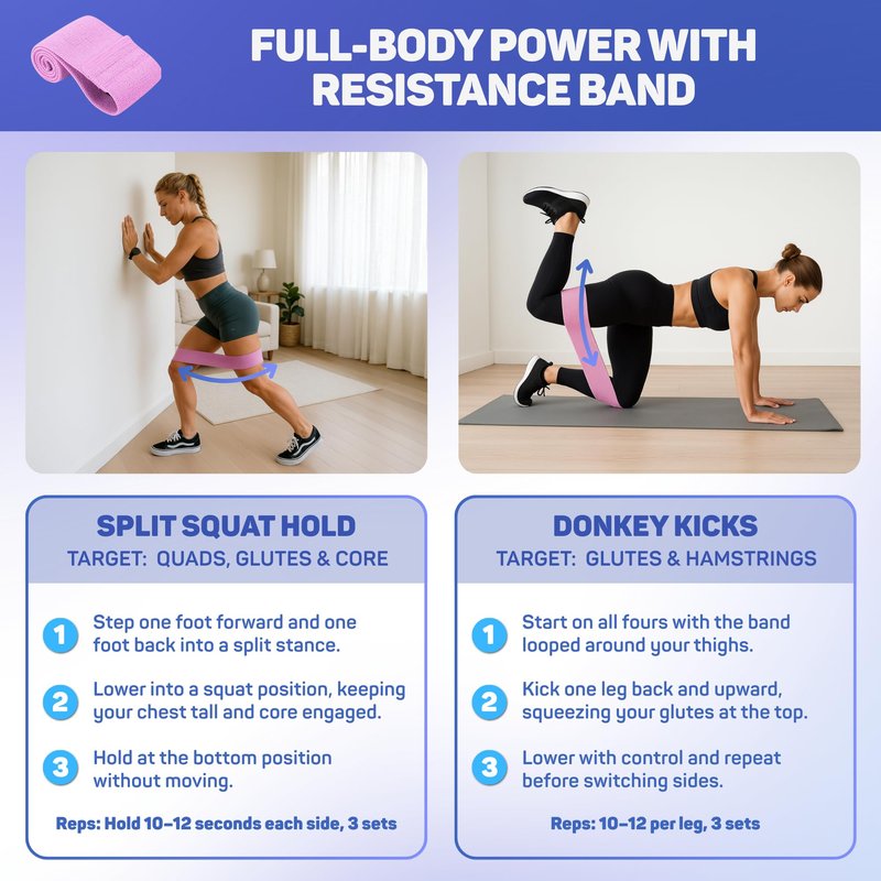 Thigh Master for Women – 29 LB Resistance Inner Thigh Exerciser with Figure 8 Band & Leg Band – 3-in-1 Thigh Trainer Set for Home Workouts, Leg Toning, Postpartum Recovery & Core Strength Training