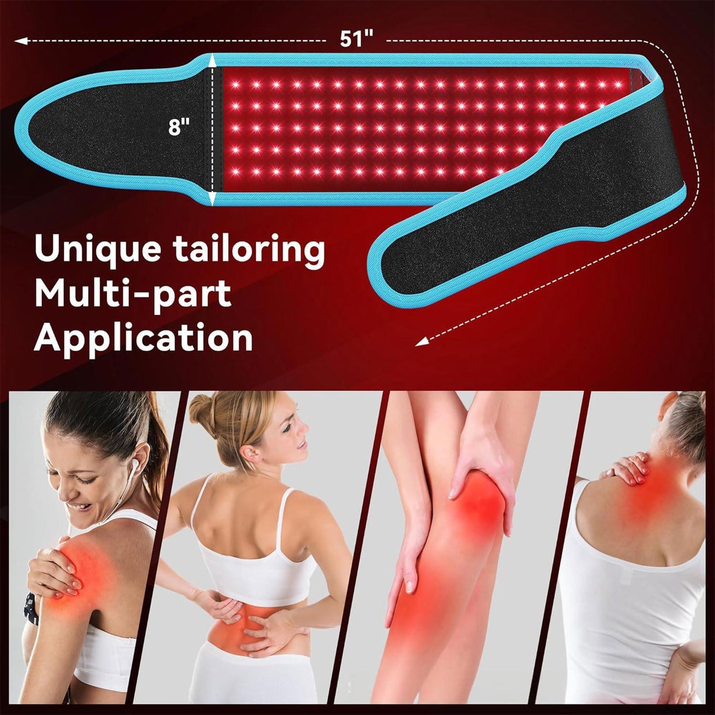 Firmly Red Light Therapy Belt, Firmly Dual-Wavelength Red Light Belt With 3-Layer Lift Technology, Muscle Relaxation, Adjustable & Portable for Wellness & Relaxation (Black)