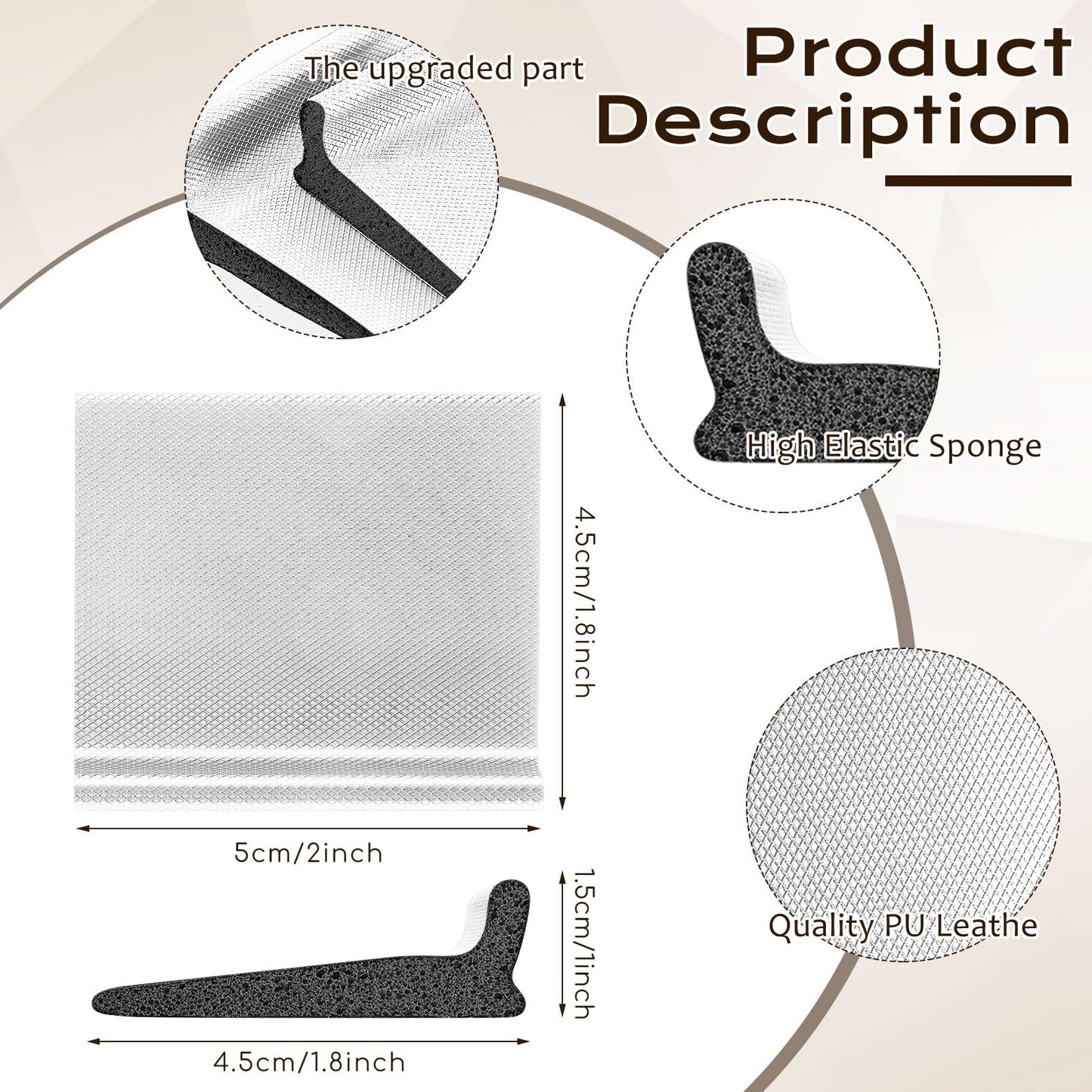 Pangda 25 Pcs Door Corner Seal, Self Adhesive Frame Door Corner Seals Raised Behind Weatherstripping for Noise Isolation and Weather Protection 2 x 1.8 x 1 Inch (White)