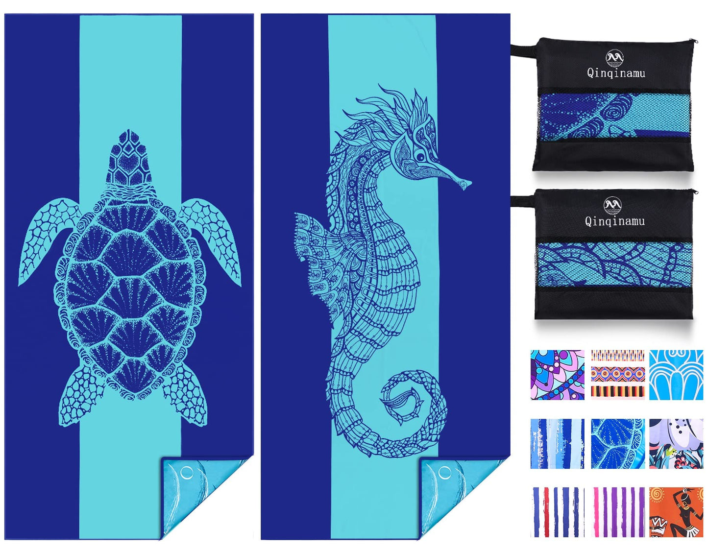 2 Pack Microfiber Lightweight Beach Towel 71"x32" Oversized Extra Large Thin Sand Free Towels Travel Swim Pool Yoga Gym Camping for Adults Women Men Beach Essentials Accessories Vacation Gift