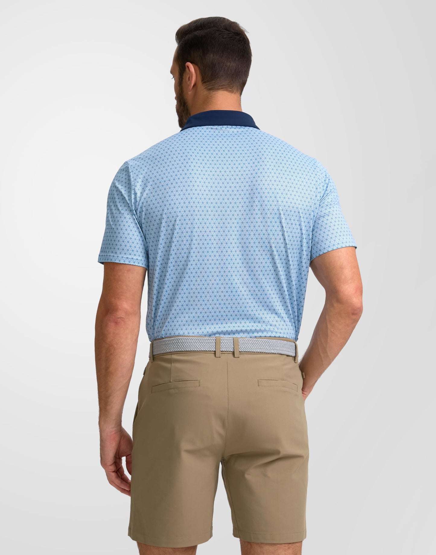 Obla Mens Golf Polo Shirts Short Sleeve Dry Fit Performance Moisture Wicking Casual Print Collared Golf Shirts for Men(Blue Flower_M)