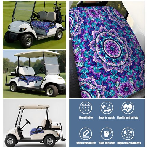 syienasdk Boho Golf Cart Seat Covers, Bohemia Breathable Golf Cart Seat Towel Blanket for 2-Seat Golf Carts, Golf Club Car Accessories 51''x 31''