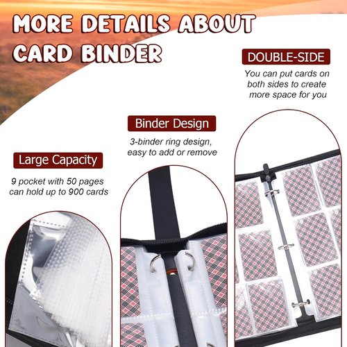 Card Binder - 900 Pockets Trading Card Holder with 50 Removable Sleeves for Organized Storage