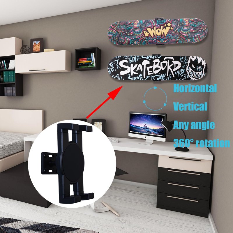 HHUXIUE Skate deck wall mount,360° rotatable skateboard wall mount,Floating Display Hanger Grab,suitable for any skateboarder. (1 set)