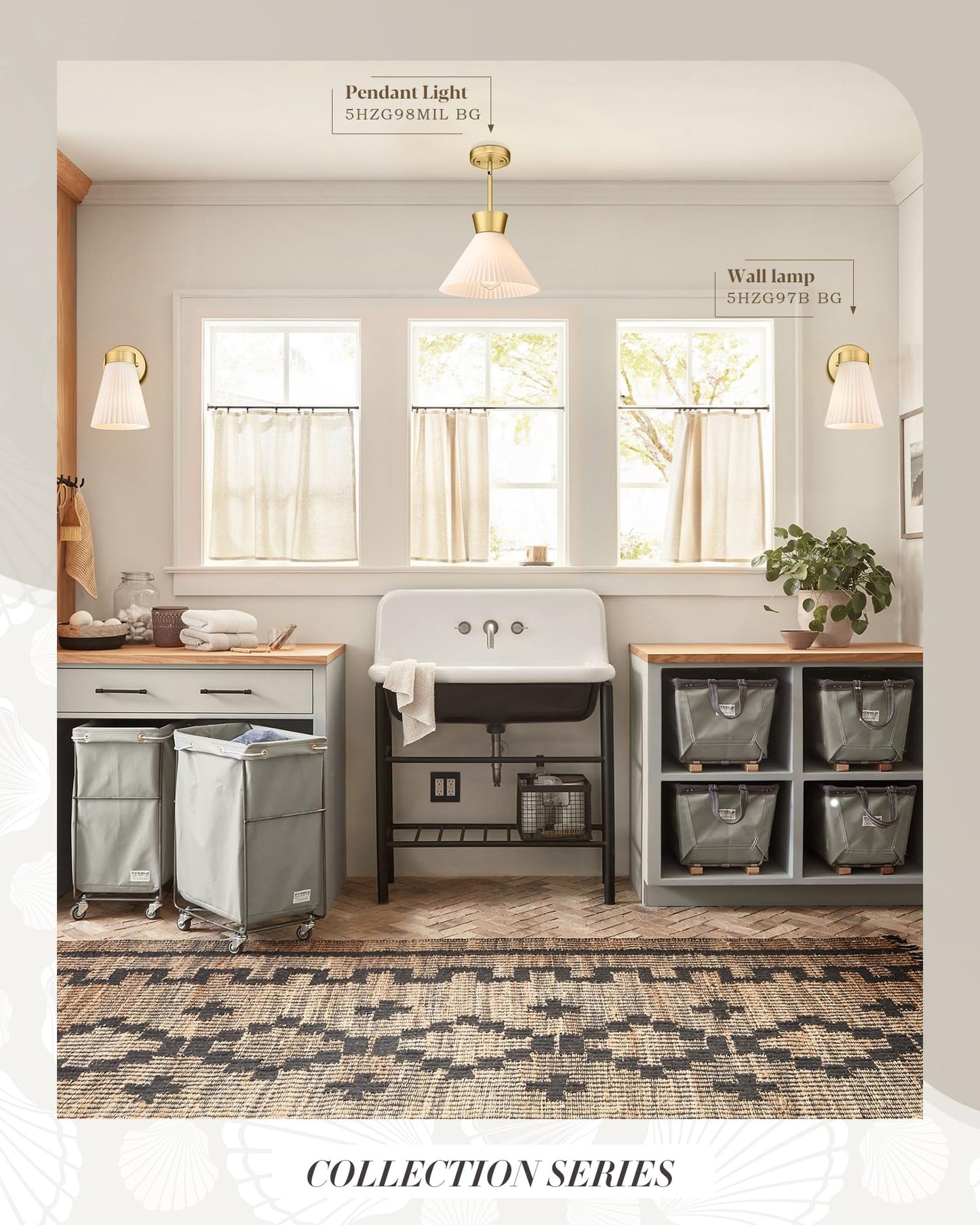 Gold Wall Sconces Set of Two, HWH Modern Bathroom Vanity Sconce Wall Lighting Indoor Wall Lamp with Frosted White Striped Glass, 5HZG97B-2PK BG