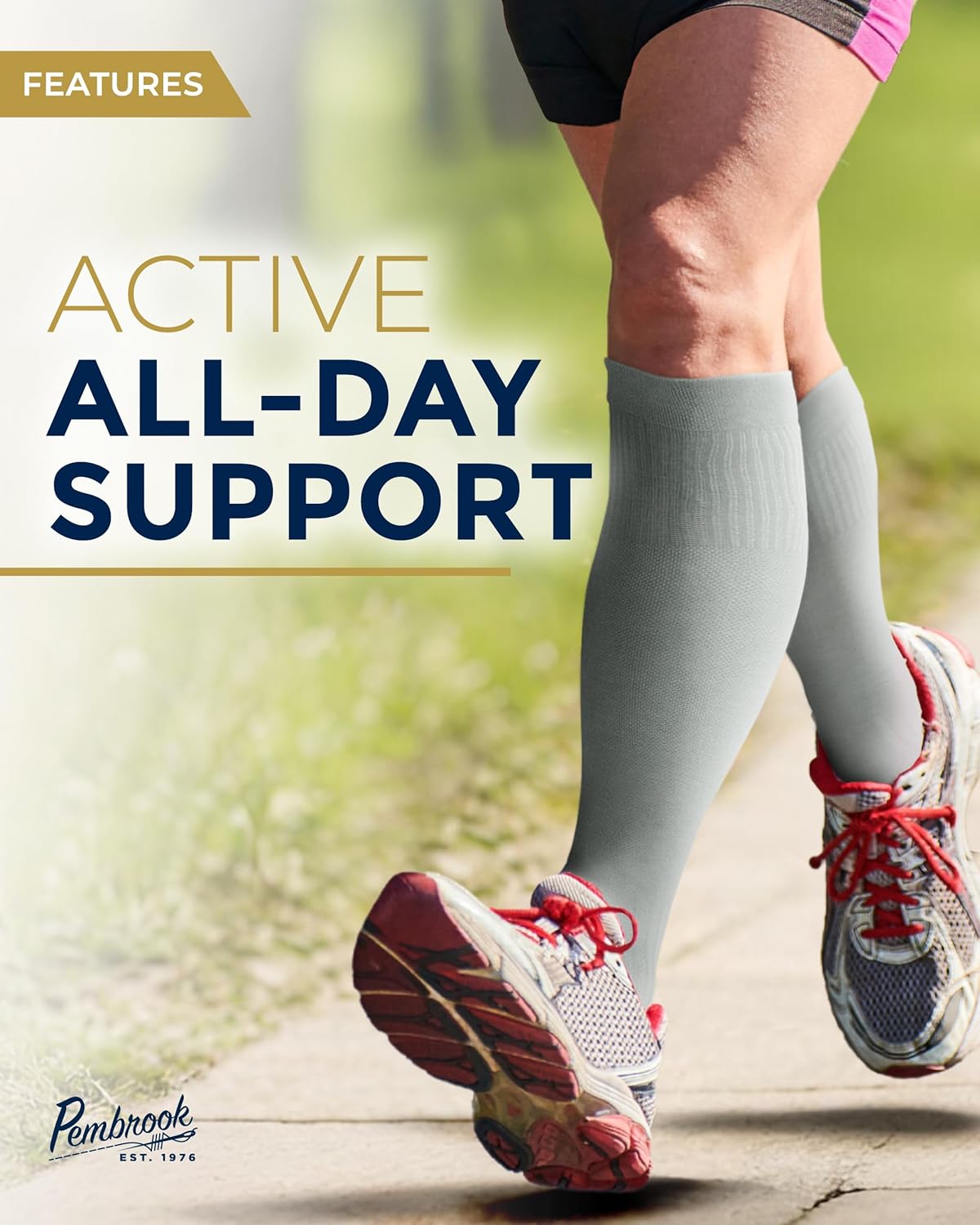 Pembrook Bamboo Viscose Compression Socks - 8-15 mmHg Light Support | 3 Pairs of Knee High Comfort